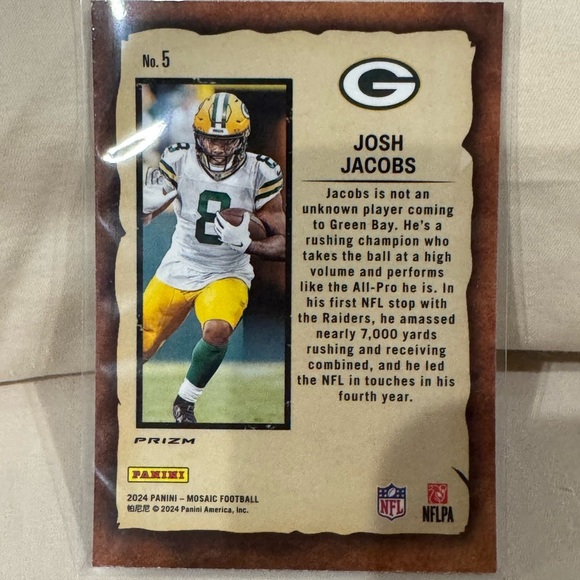 2024 Josh Jacobs Panini Mosaic Silver Prizm Notoriety Mint condition… - Picture 2 of 2